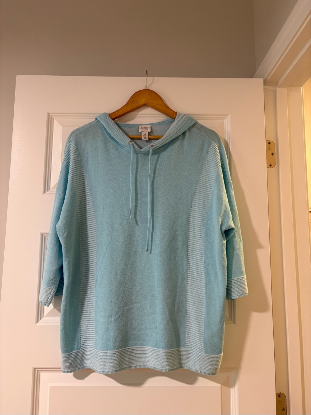 Chico's Weekends Light Blue Knit Sweater Lightweight Coastal Grandma Minimalist